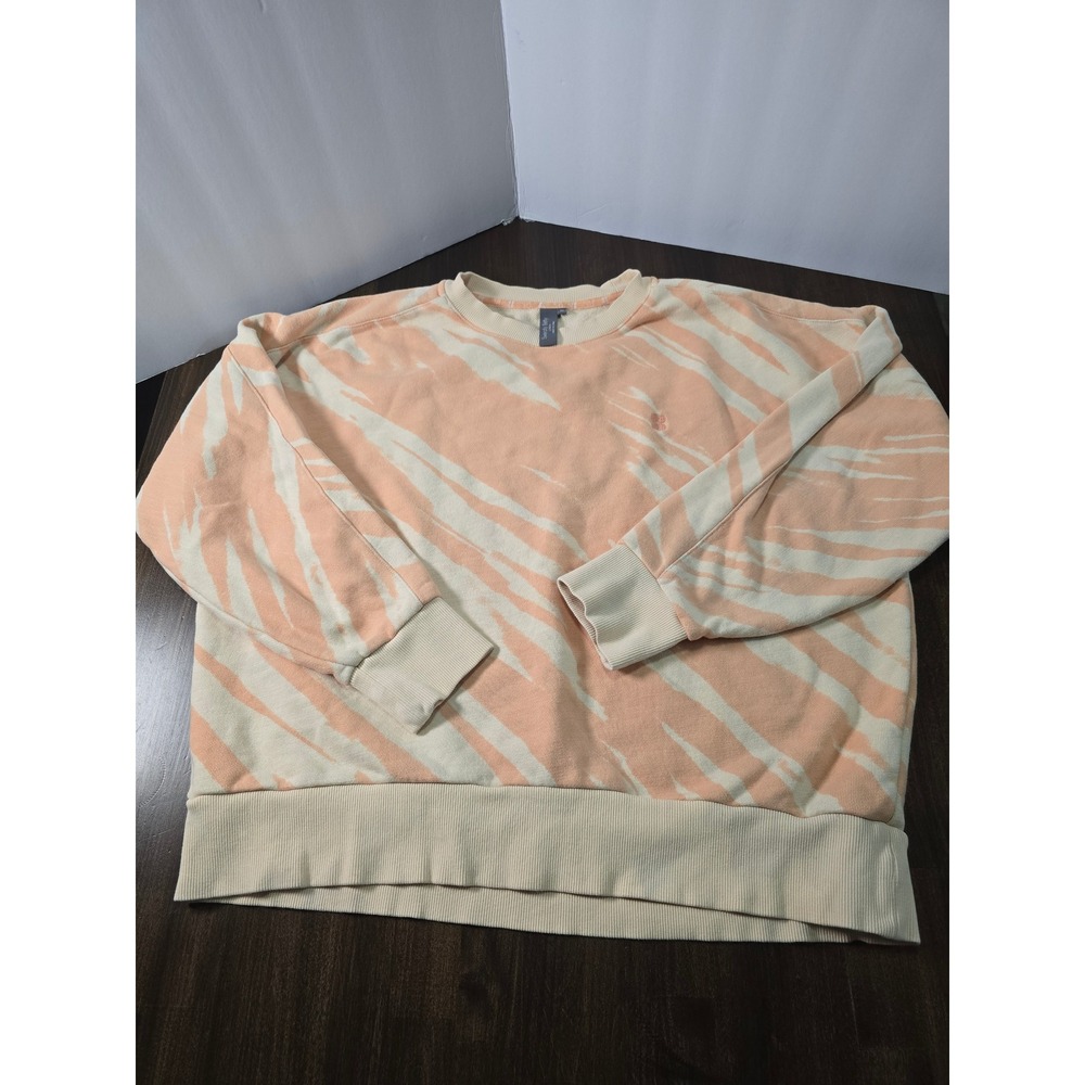 Sweaty Betty After Class Sweatshirt XL Peach Tiger Stripe Tie Dye Crew SB6190